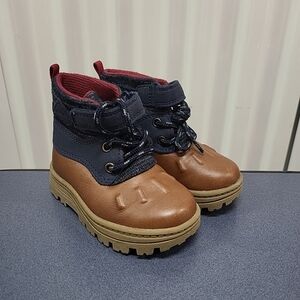 Carter's Boys Navy Blue Brown Duck Winter Boots Little Kid Toddler 6 New